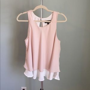 Blush and white peplum shirt