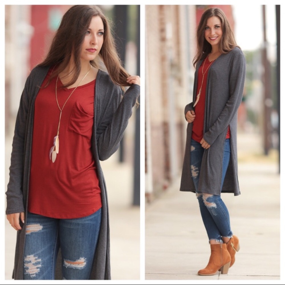 Infinity Raine charcoal long cardigan 1 M & L left - Picture 3 of 3