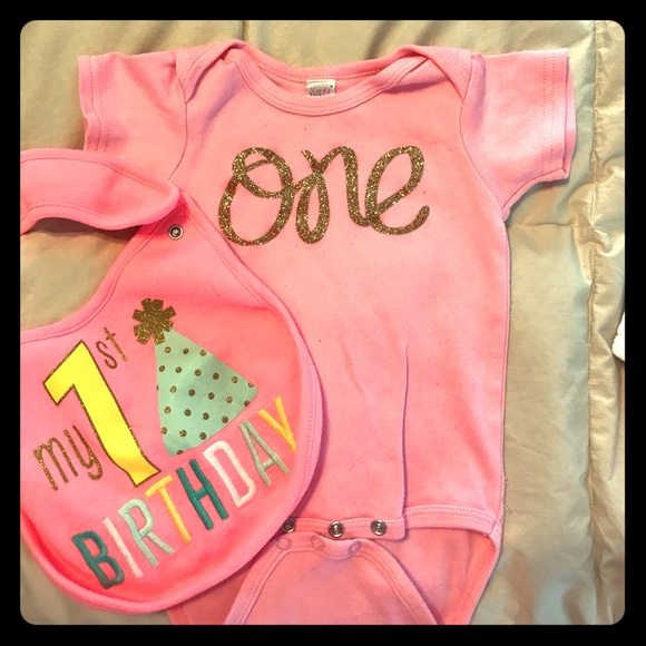 Carter's Other - ONE onesie for girl first birthday with bib Carter's Other - ONE onesie for girl first birthday with bib