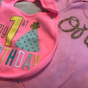 Carter's One Pieces - ONE onesie for girl first birthday with bib Carter's One Pieces - ONE onesie for girl first birthday with bib
