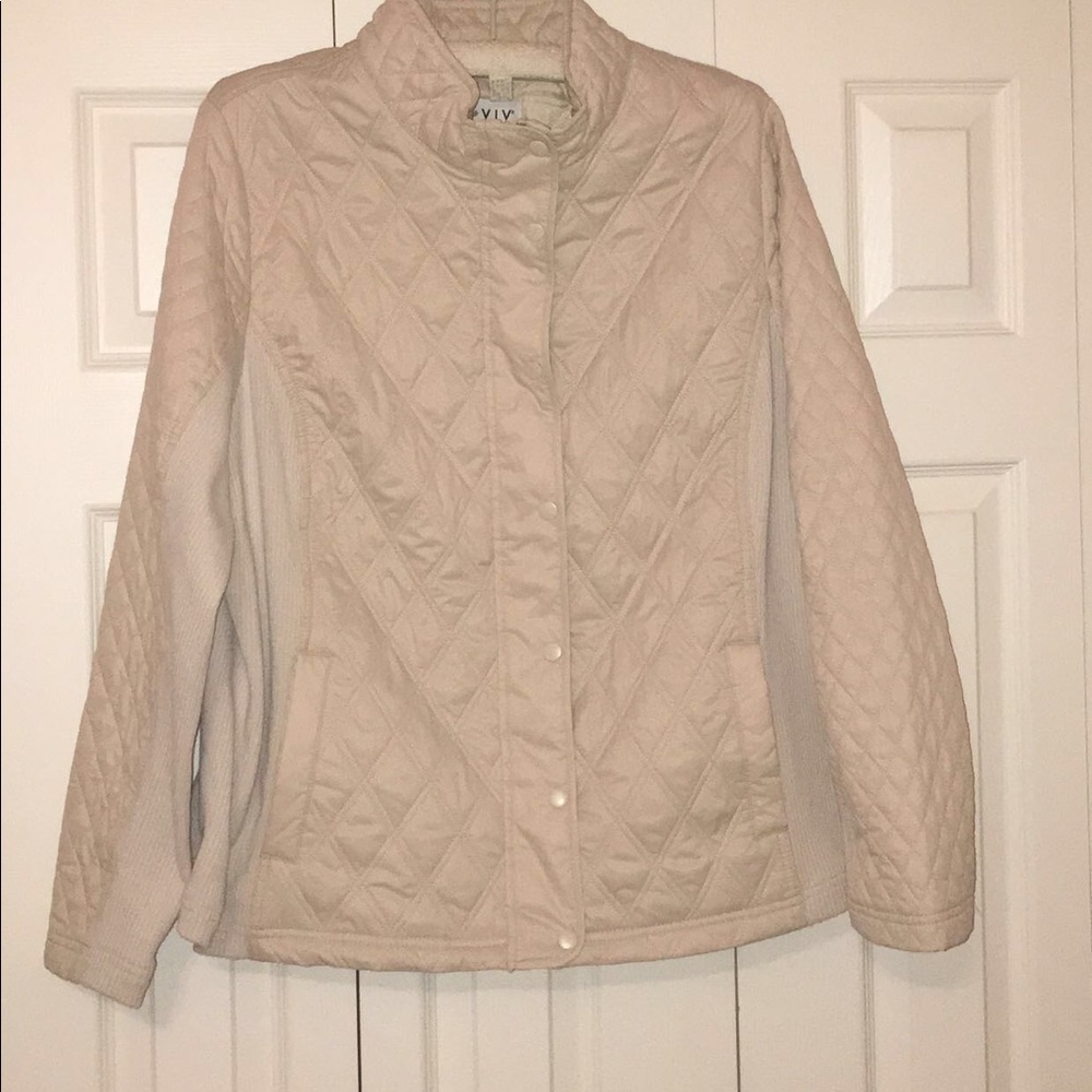 Ava x Viv quilted creme jacket with ribbing