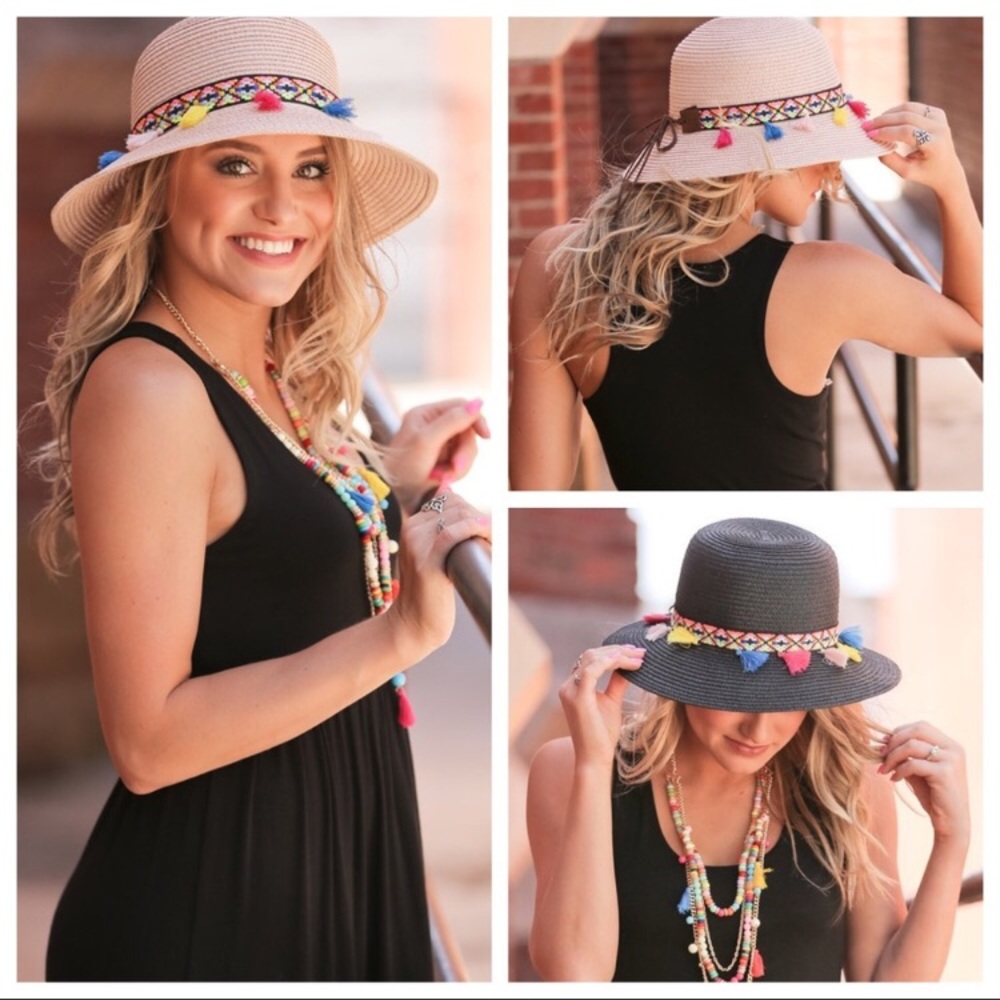 Infinity Raine Fun in the Sun straw tassel hat