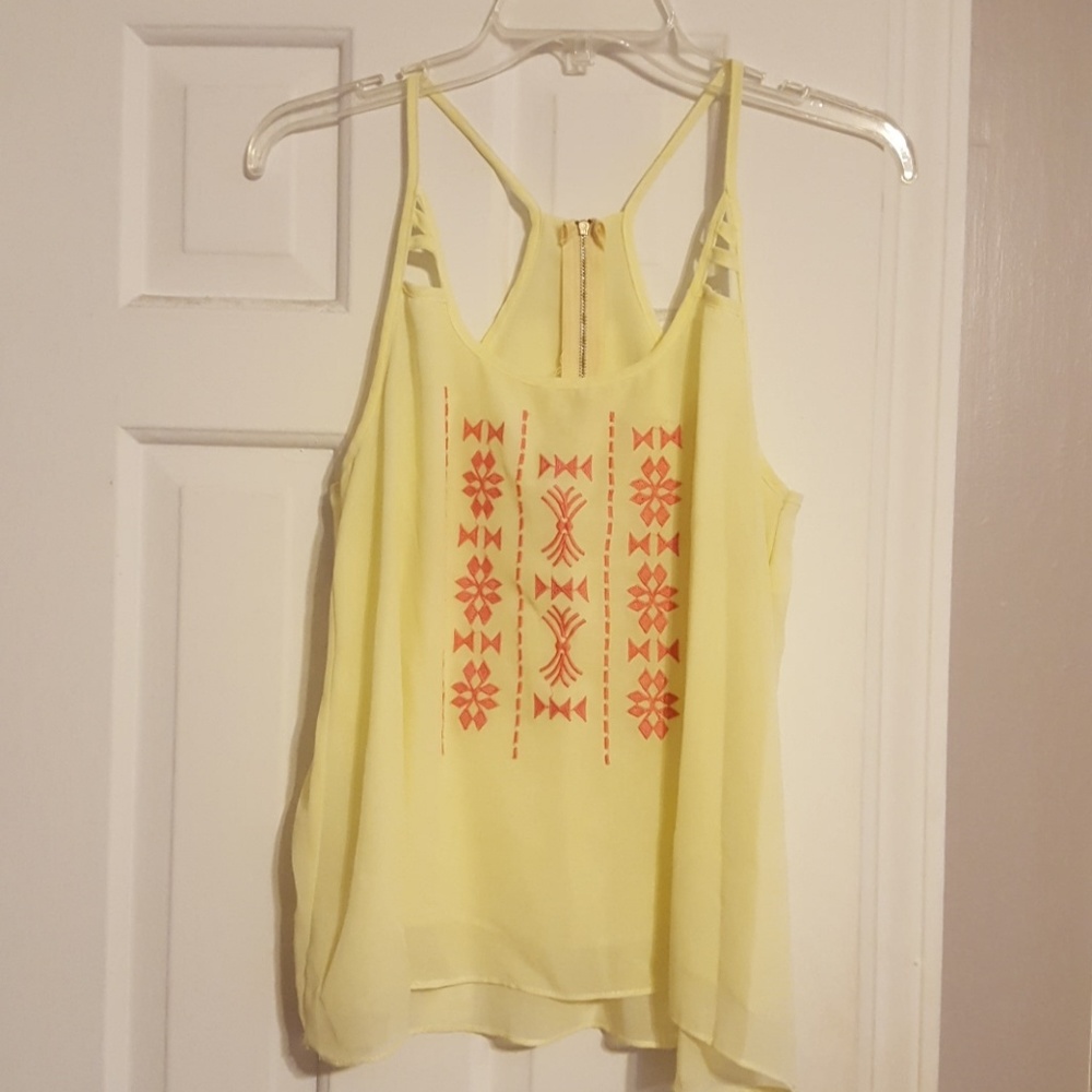 Cute yellow boho tank, size M