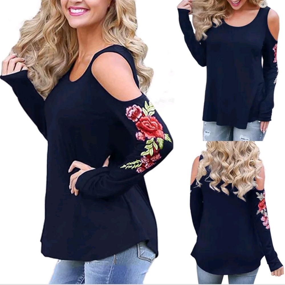 💥💥women tops blouse black cut out long sleeve