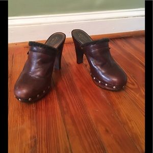 Coach Faux Fur Lined Clogs