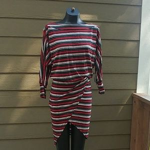 Nwot Go Couture size small red grey stripe dress