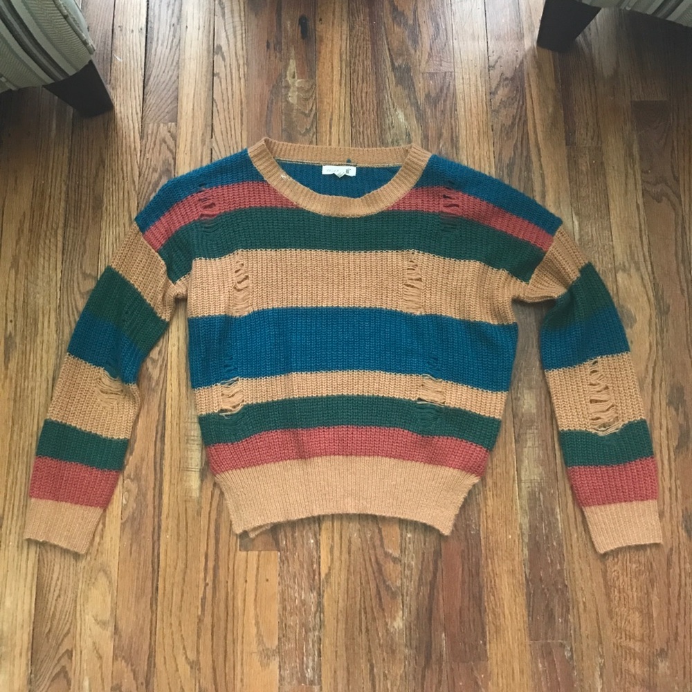 mine... striped distressed sweater - Picture 1 of 5