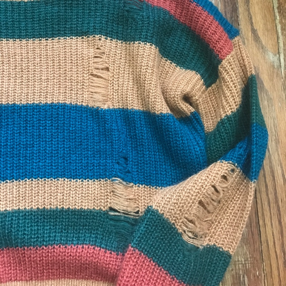 mine... striped distressed sweater - Picture 2 of 5