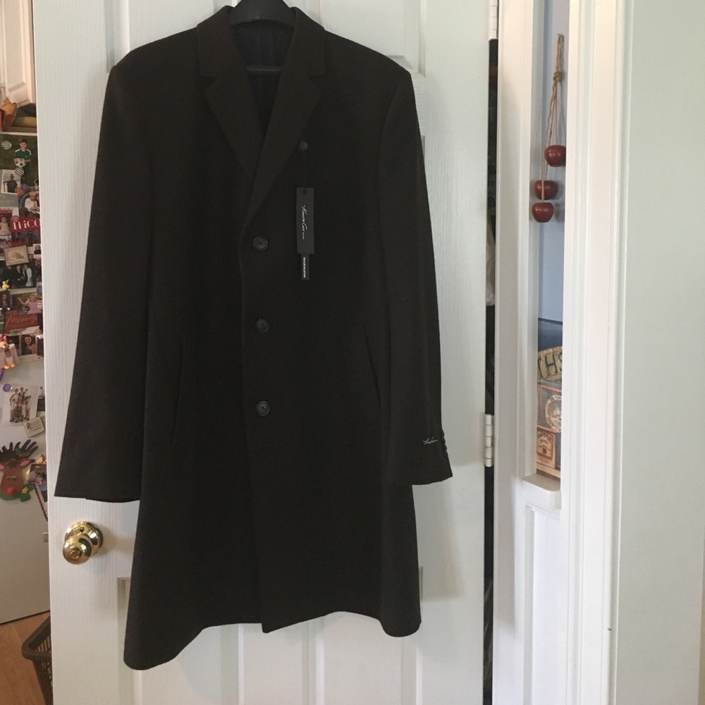 Men's wool blend slim overcoat