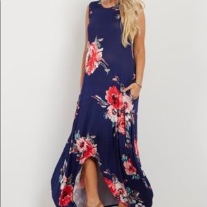PinkBlush Floral Hi-Low Maternity Maxi Dress