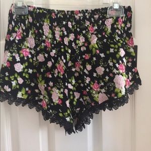 NWT Floral Shorts with Lace Detail