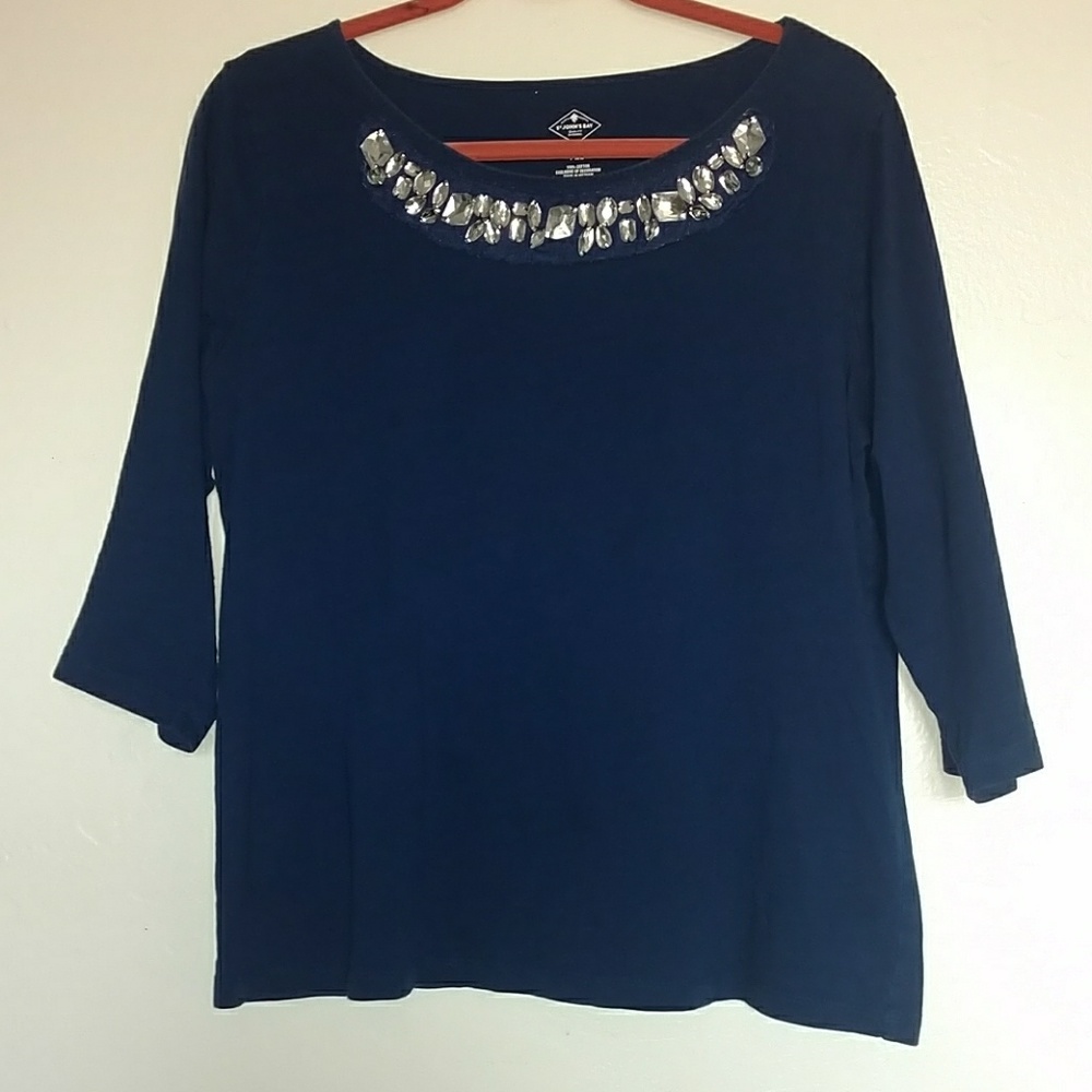 St John's Bay  3/4 sleeve embellished shirt