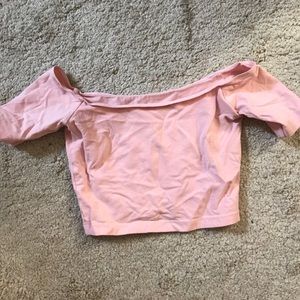 Pink off the shoulder American apparel crop top