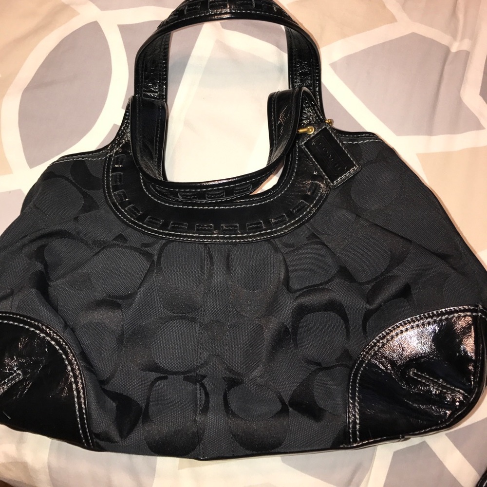 Official Coach purse with Paten leather edges