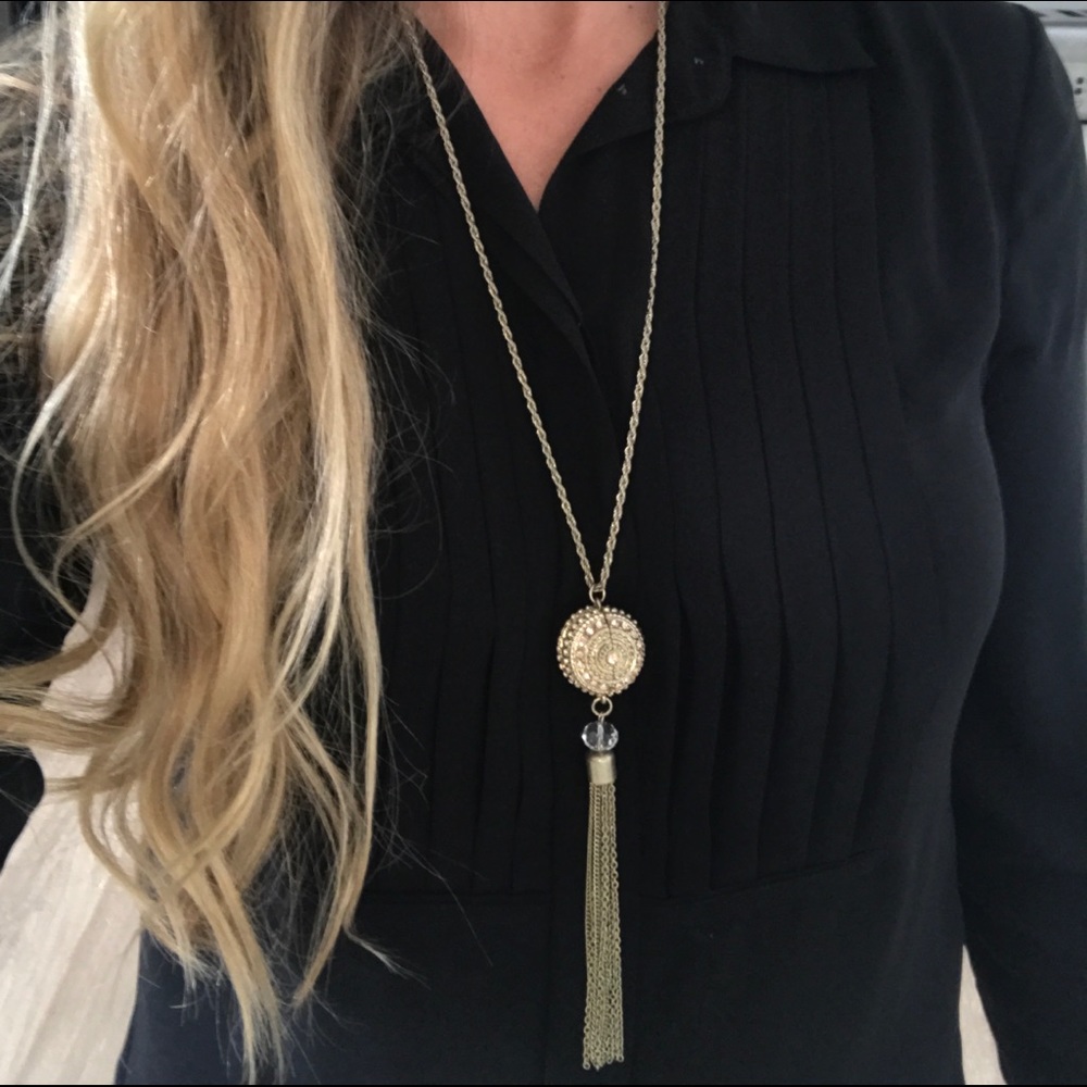 Long ball and tassel necklace