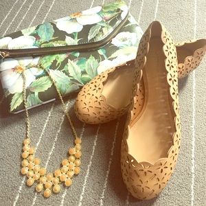 Jessica Simpson  Nude Flats with Scalloped Edges
