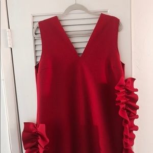 msgm red ruffle dress