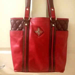 Price Negotiable Red Large Tote with Gold Hardware
