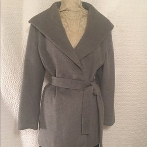 Calvin Klein Shawl Collar Wool Blend Wrap Coat