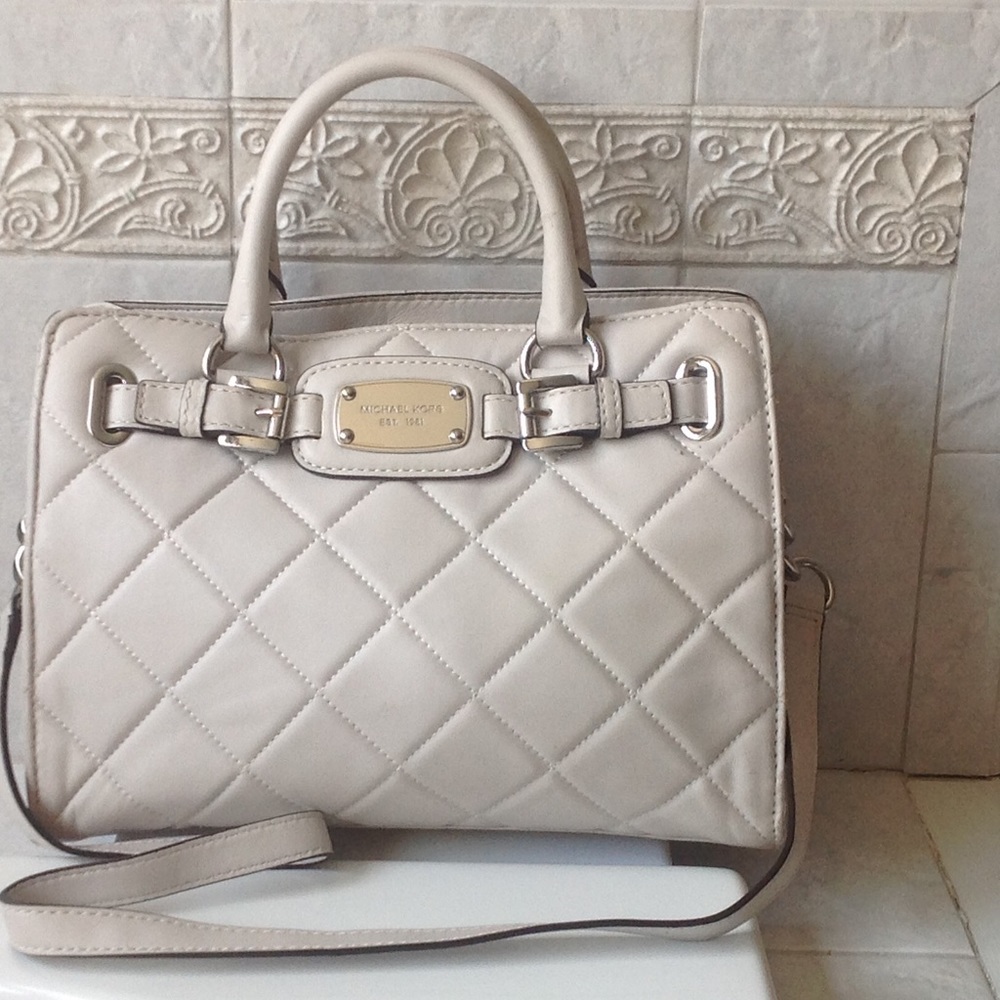 SOLD-Quilted Safiano in cream.