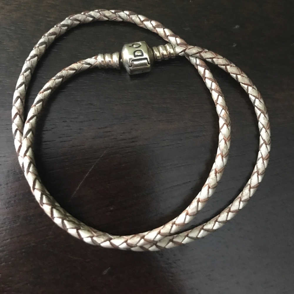 Pandora Champagne braided double leather Bracelet