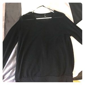 Long sleeve black mesh top