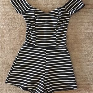 Charlotte Russe Black & White Striped Romper