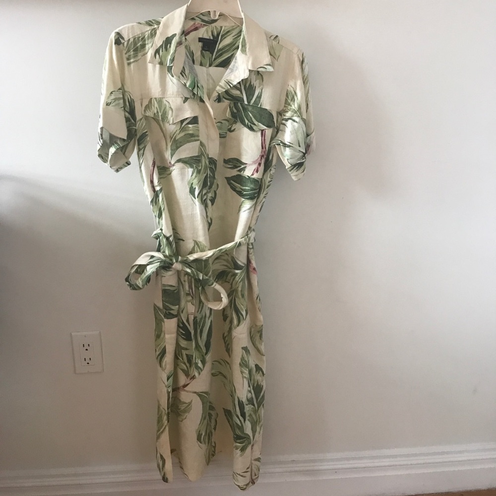 Ann Taylor floral linen shirt dress