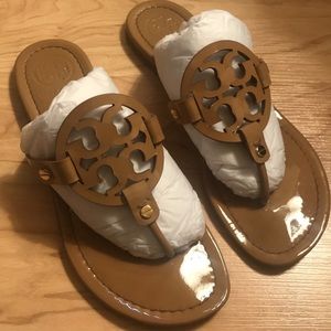 Tory Burch Miller Sandal 7.5M Sand Patent- USED