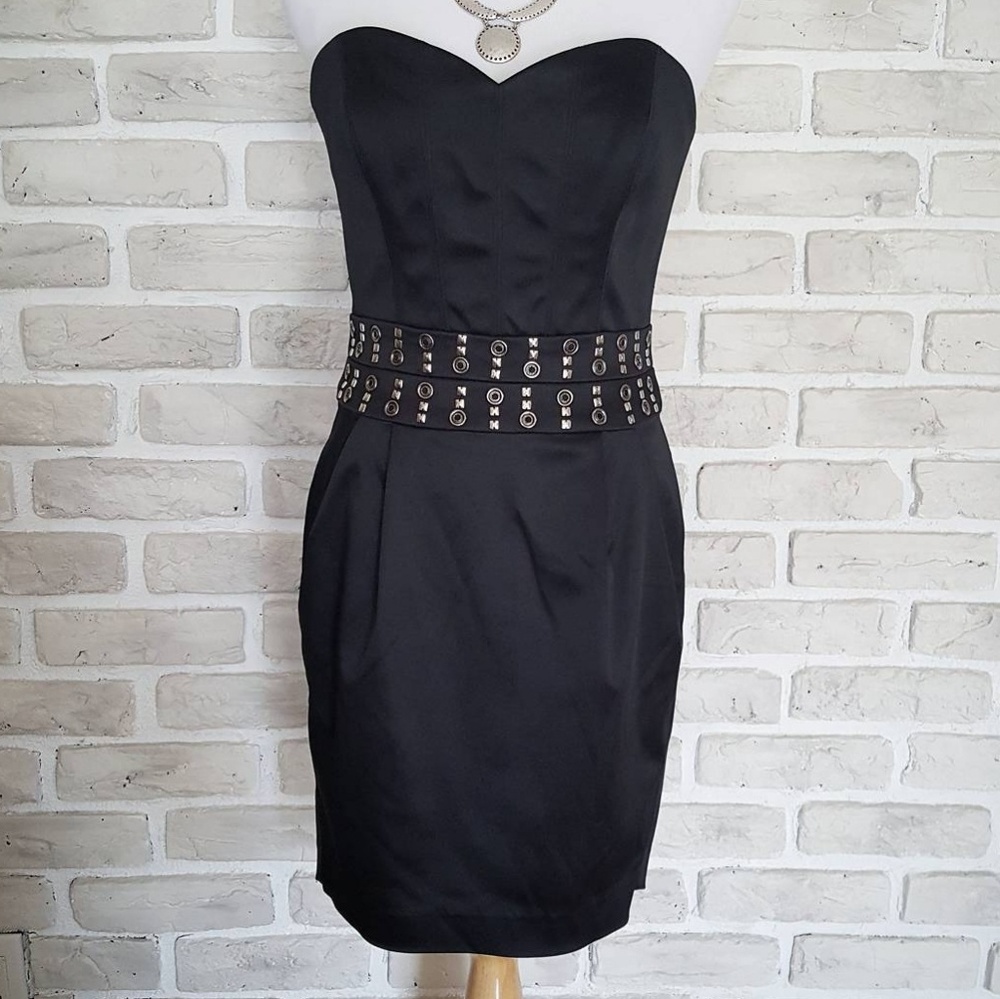 *SOLD* Bebe Black Strapless Mini Dress