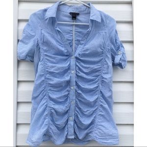 Checkered pastel blue shirt by Mango
