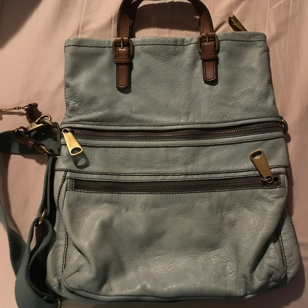 Large Turquoise Fossil Foldover torte/crossbody