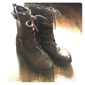Brown combat boots
