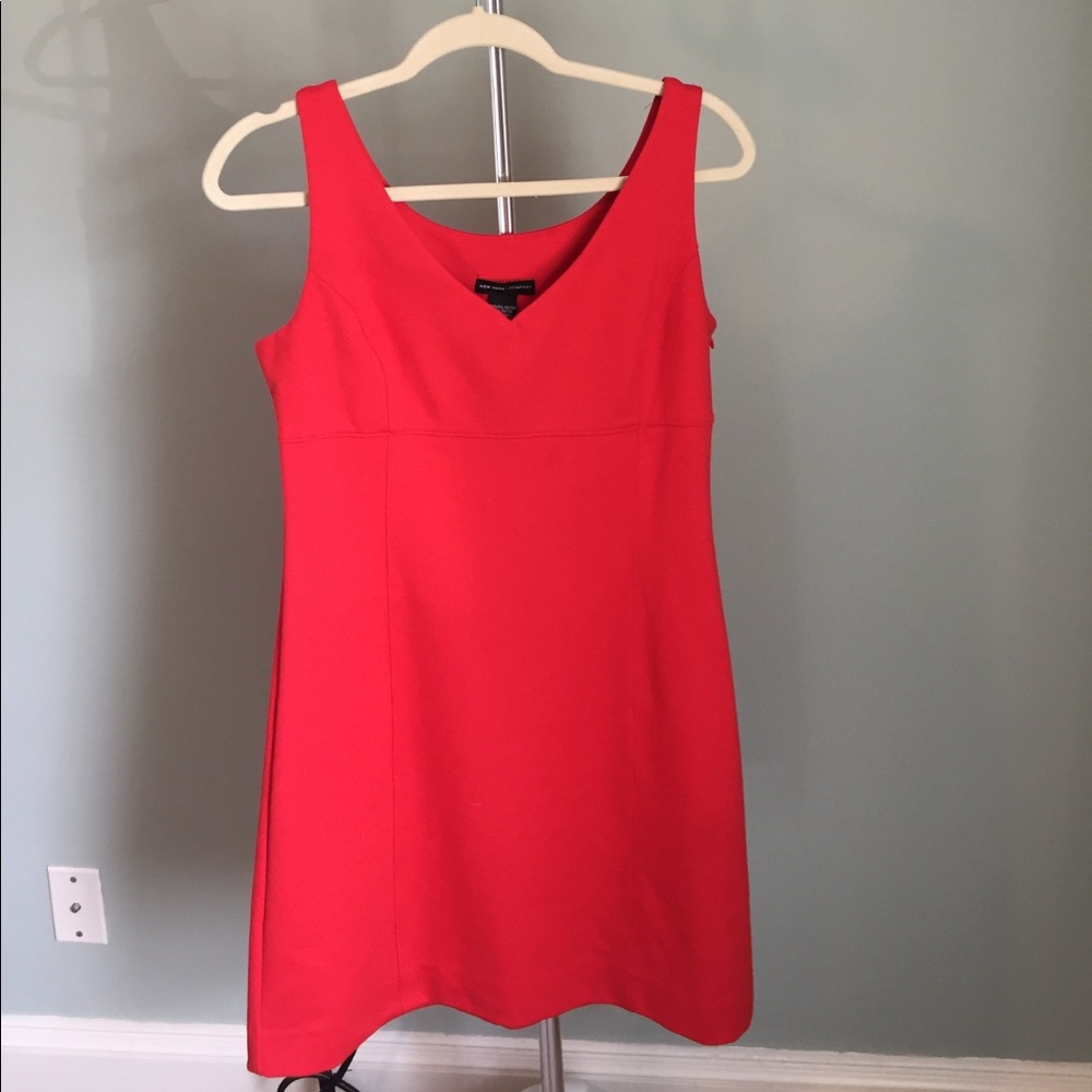 Red New York and Company v neck fitted dress