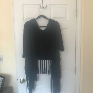 Black Fringe Cardigan Sweater