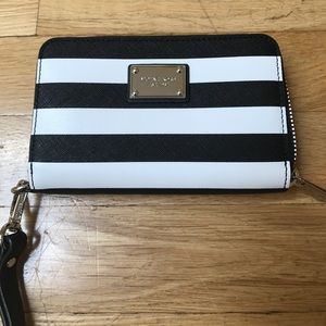 Black & White Striped Michael Kohrs Wristlet