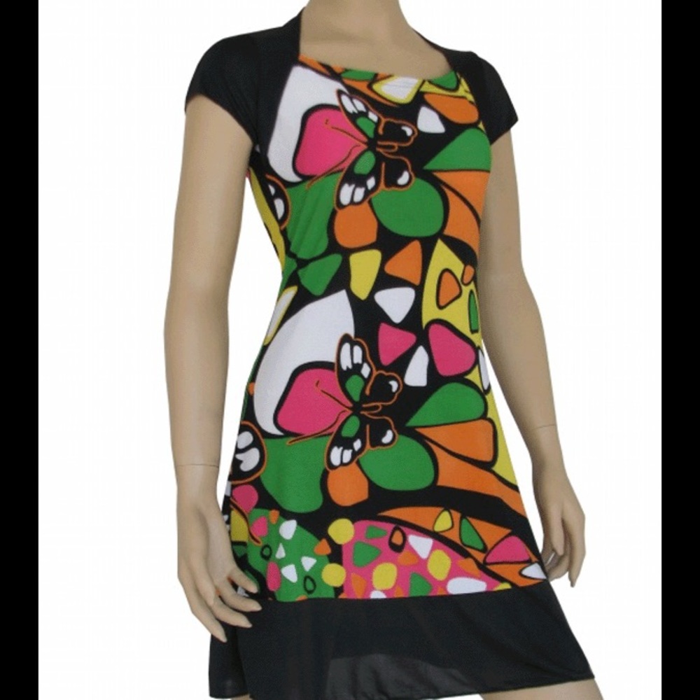 Butterfly pattern SHORT SLEEVE STRETCHY DRESS 14/16