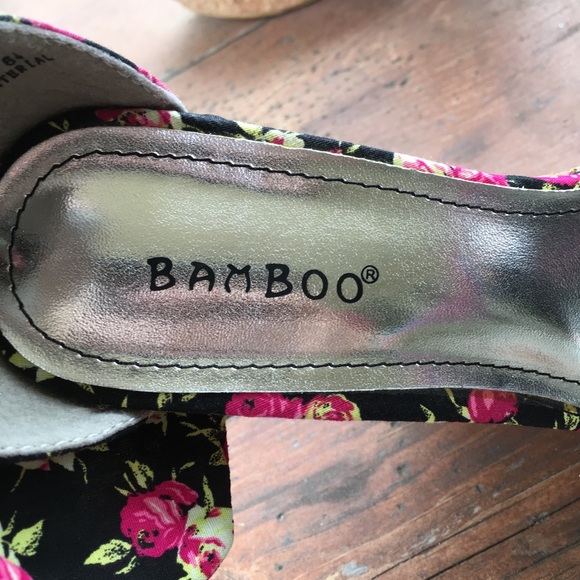 Bamboo floral platform wedge heels size 6.5 - Picture 4 of 8