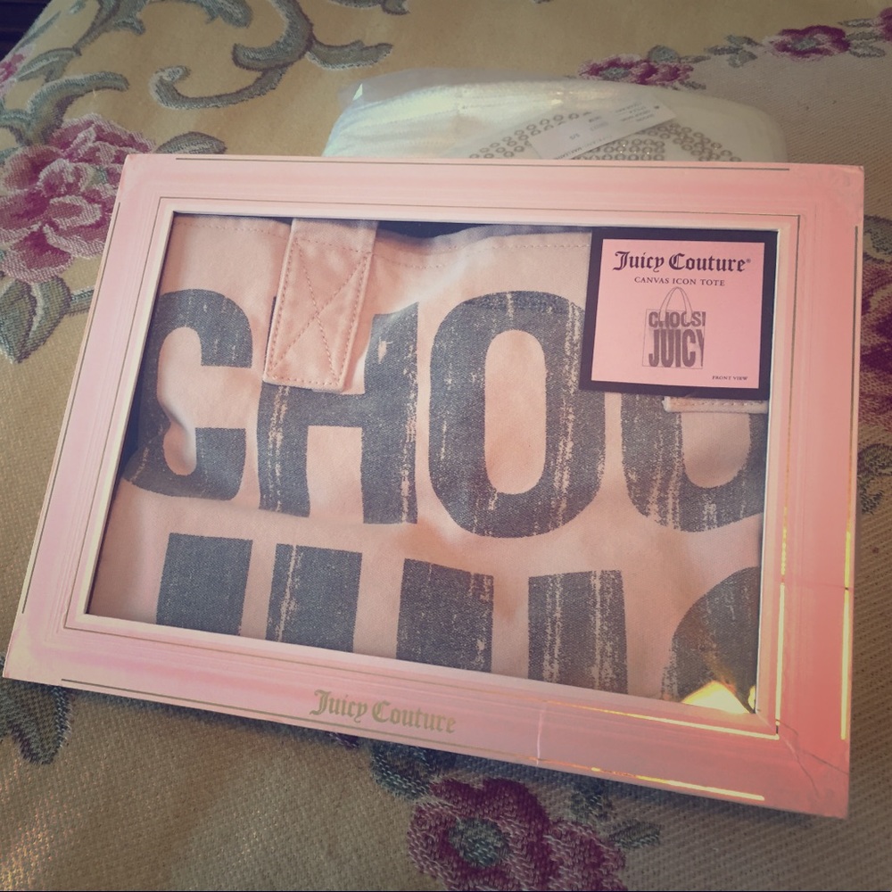 Juicy Couture canvas tote bag w/ picture frame box
