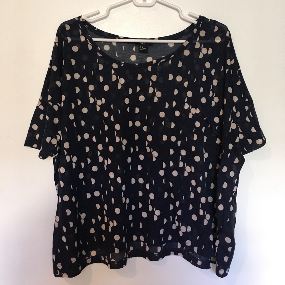 H&M Blue and Cream Polka Dot Top