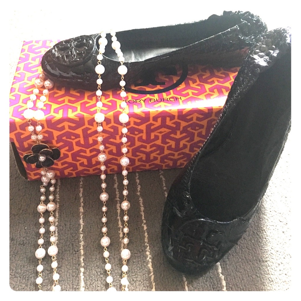 Tory Burch Reva Flats, Patent Crocodile