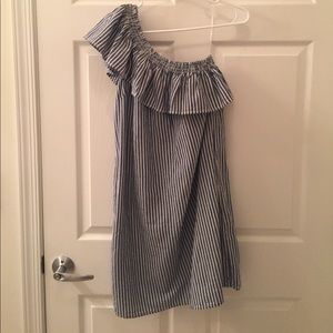 Striped one shoulder dress