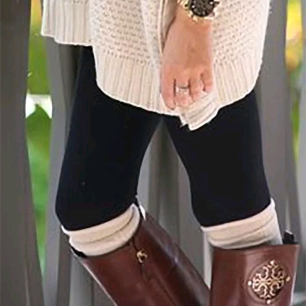 OS High waisted fleece lined leggings new 4 colors - Picture 4 of 4