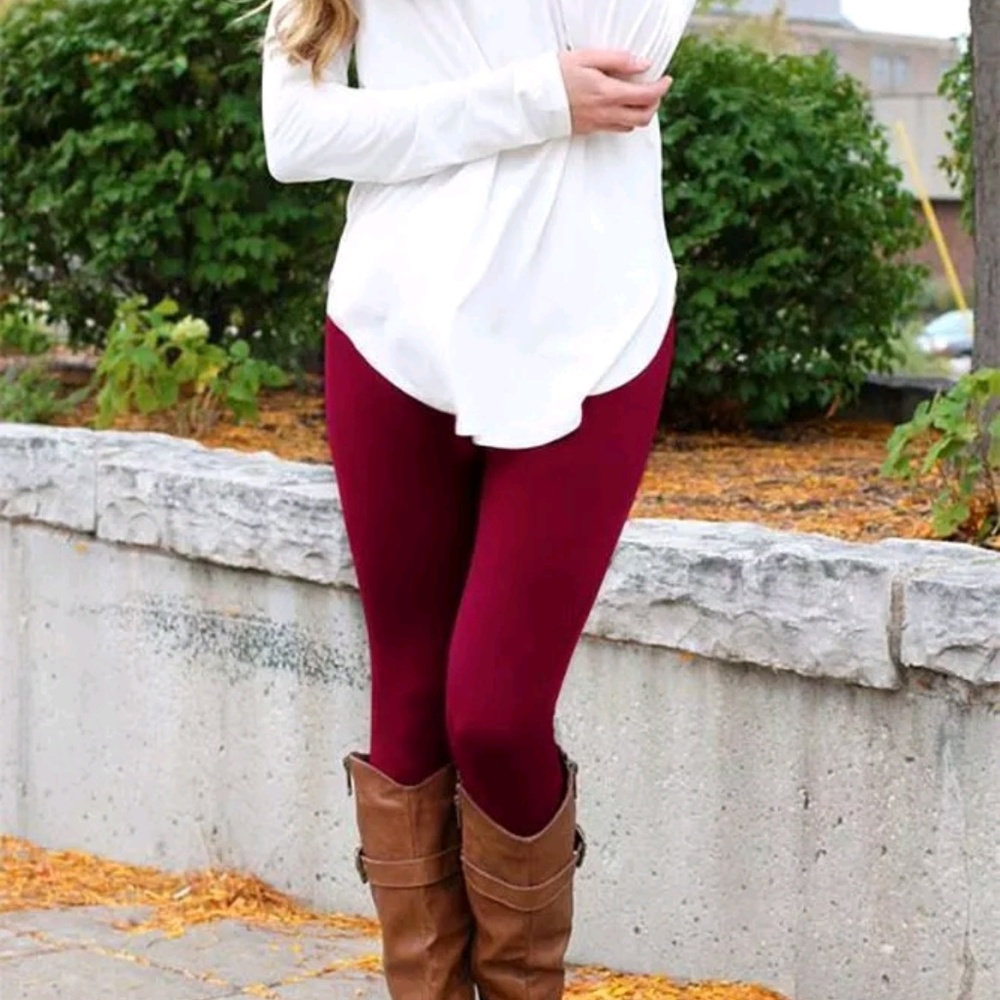 OS High waisted fleece lined leggings new 4 colors - Picture 3 of 4