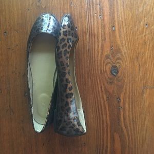J. Crew patent leather leopard flats