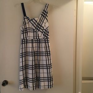 Navy blue & white nautical themed A-line dress