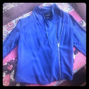 Blue Mazarine Zip-Up Wrap Shirt