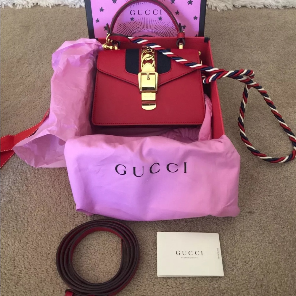 Gucci New Mini Sylvie in Red!