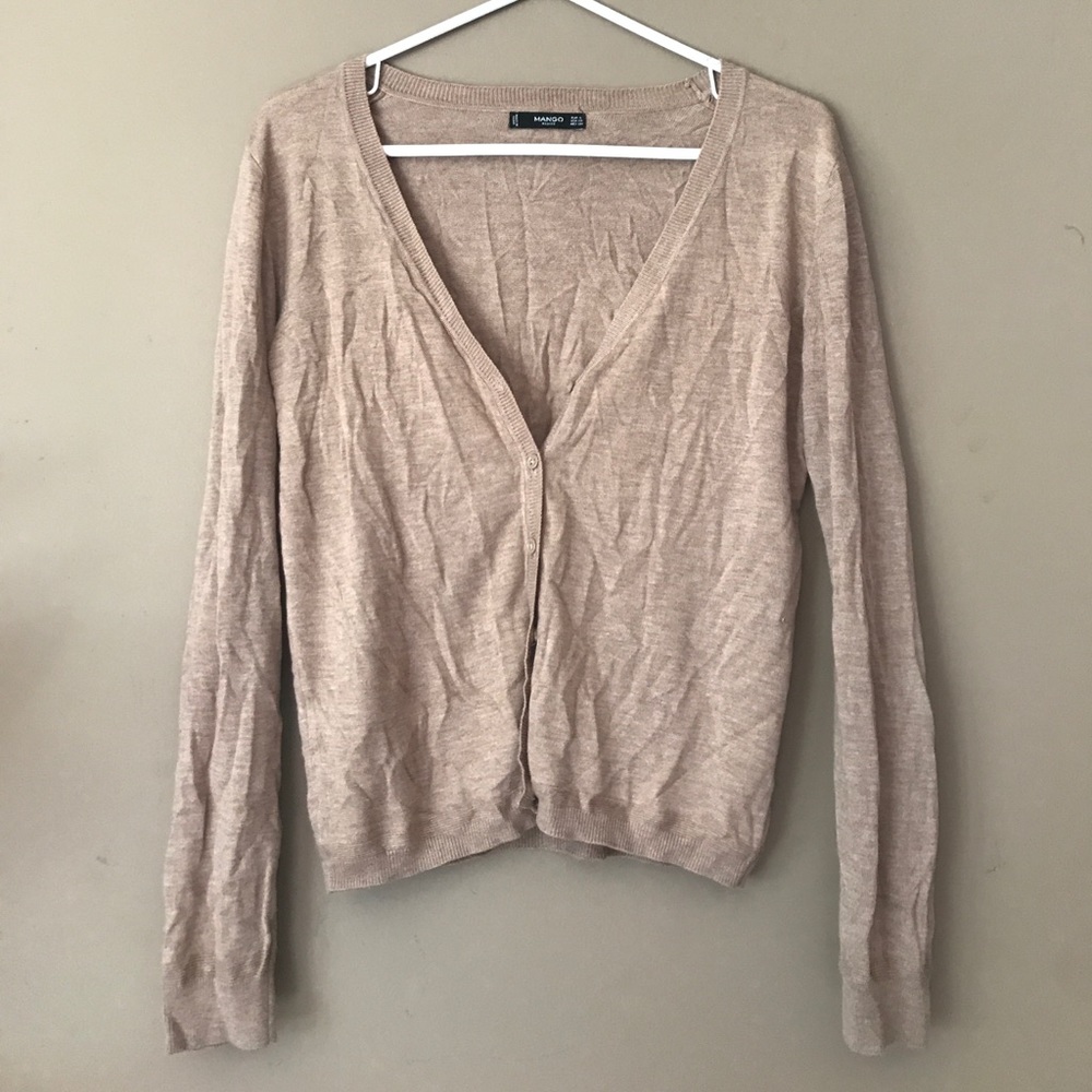 MANGO tan cardigan