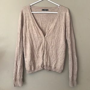 MANGO tan cardigan